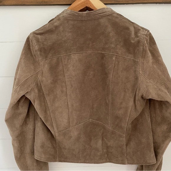 BlankNyc Soft Tan Next Level Suede Leather Biker Jacket Womens L - Picture 4 of 7